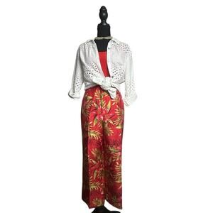 Silk Land Tropical Pinup Girl Pedal Pushers – 100% Silk Capri Pants Retro Pinup